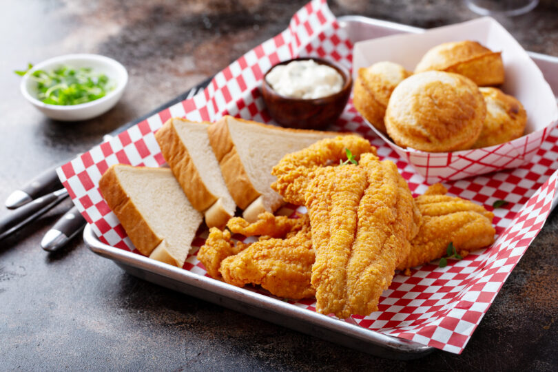 Fried,Catfish,With,Cornbread,Dipped,With,Buttermilk,And,Seasoned,With